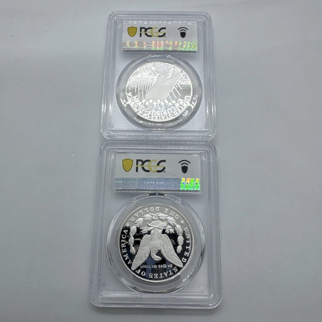 2025 S Proof $1 Morgan and Peace Dollar 2pc Set PCGS PR70 FS Morgan 8A