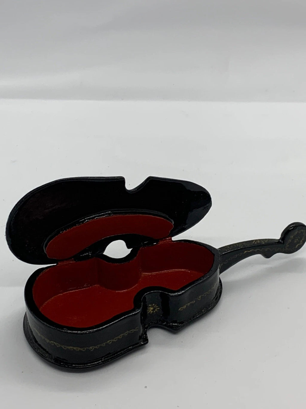 Vintage Russian Cello Shape Lacquer Jewelry Box The Great Song Of LEL Mstera