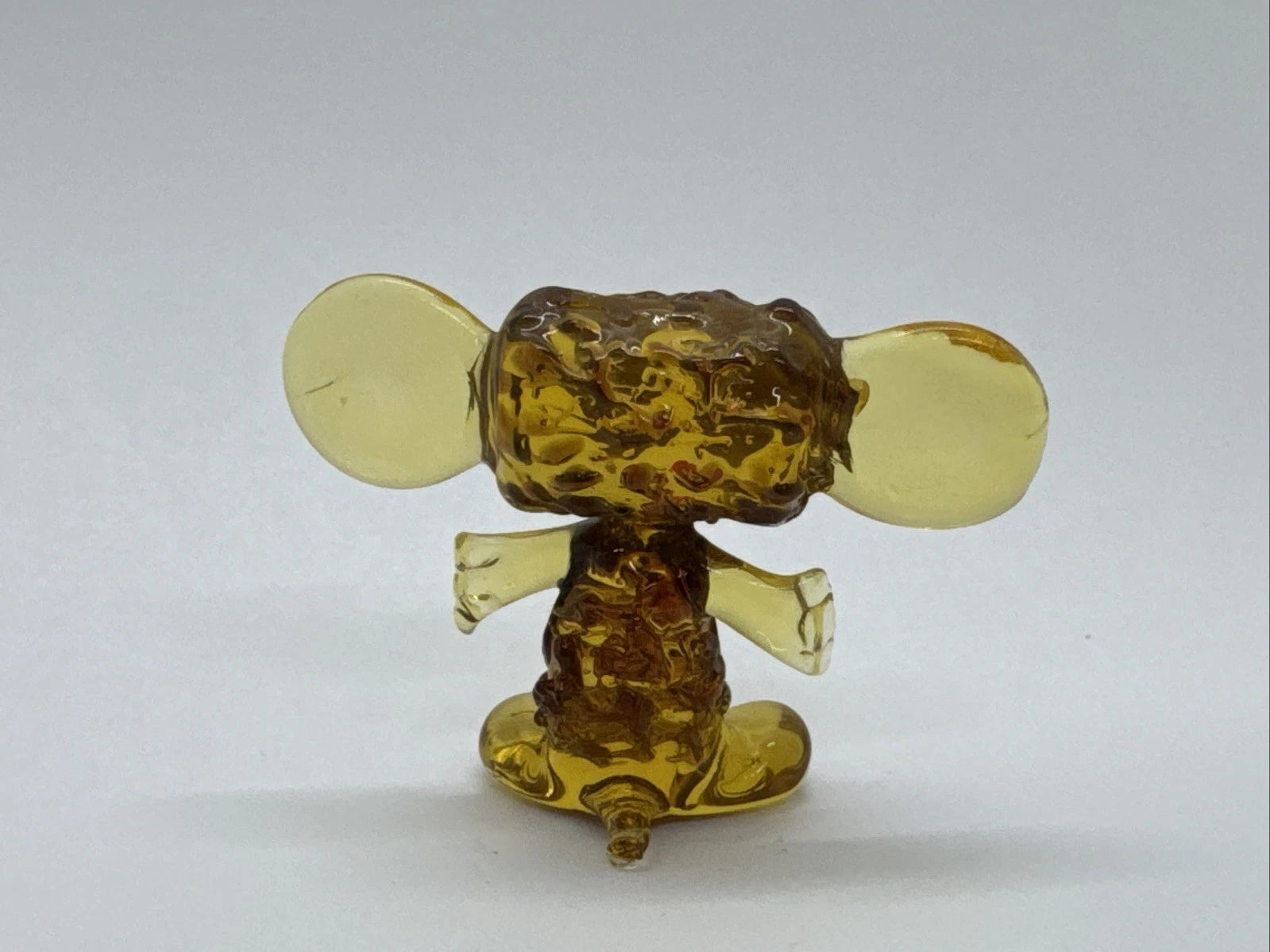 Hand Made Russian Murano Glass. Amber Colored Glass Mouse Figurine, Big Eyes