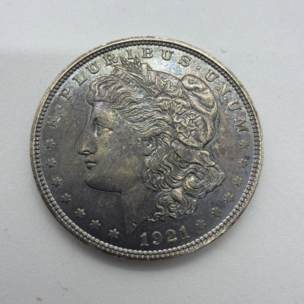 1921 Morgan Silver Dollar Rainbow TONER Raw Uncertified 90% Silver Tested WSigma