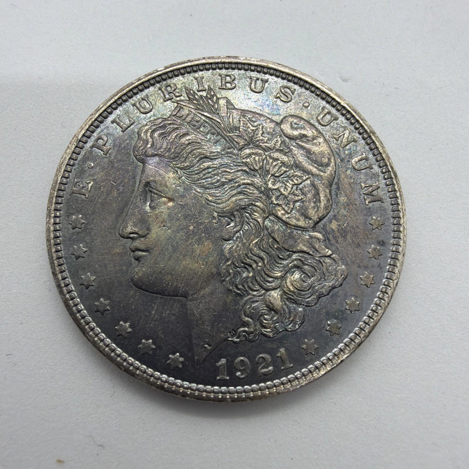 1921 Morgan Silver Dollar Rainbow TONER Raw Uncertified 90% Silver Tested WSigma