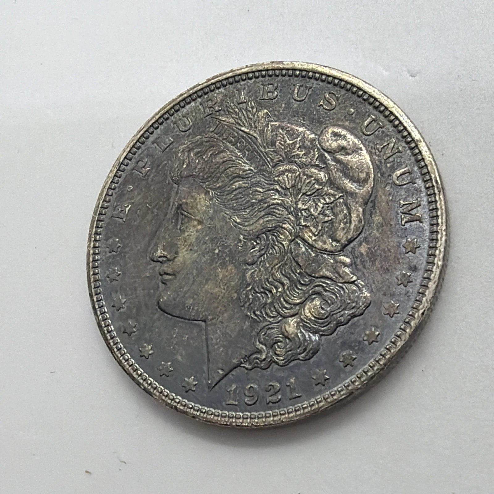1921 Morgan Silver Dollar Rainbow TONER Raw Uncertified 90% Silver Tested WSigma
