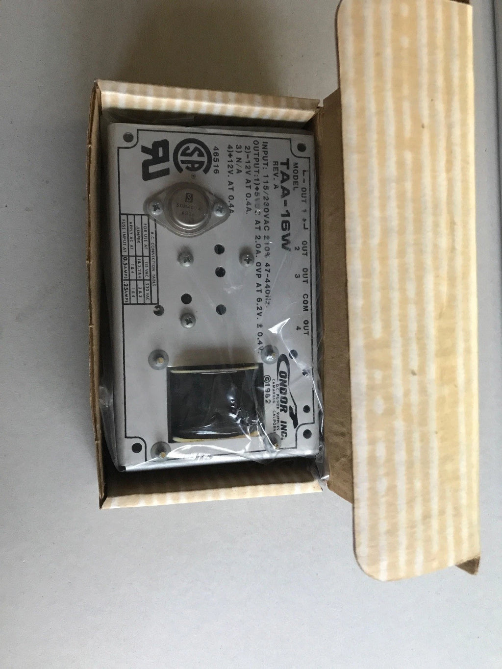 VINTAGE CONDOR D.C. POWER SUPPLY - MODEL TAA-16W C1982 (NOS)