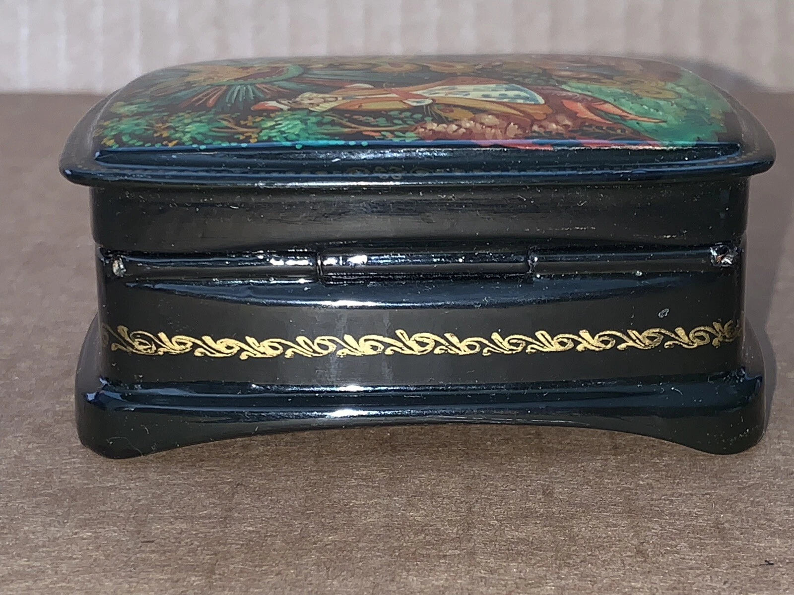 Russian Lacquer Handmade Jewelry Box from Palekh Slavic Folklore of the Firebird