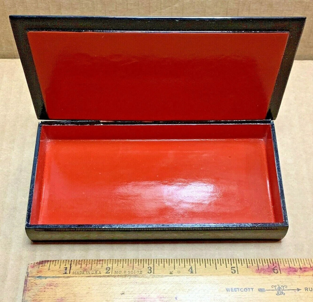 Russian Vintage Lacquer Jewelry Box Handmade Pushkin's Golden Cockerel Kholui