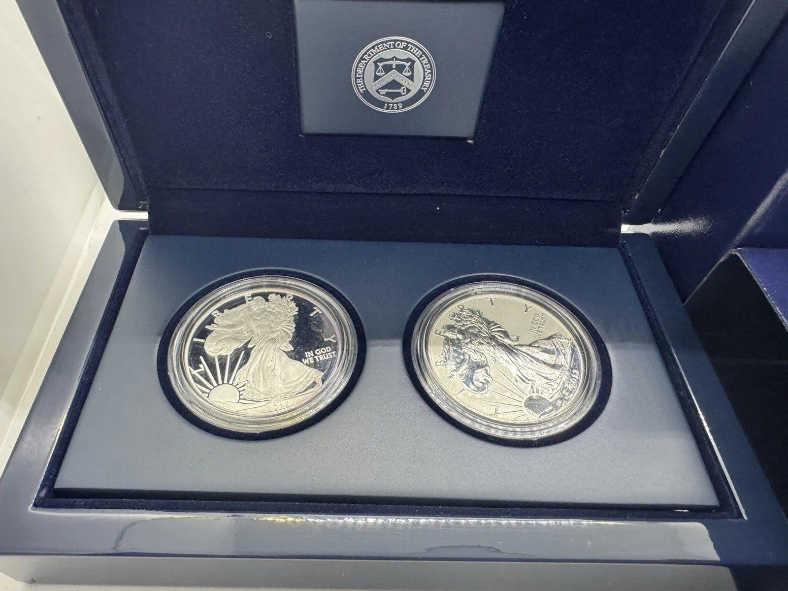 2012 US Mint American Silver Eagle Proof & Reverse Proof 2 Coin Set w/ Box & COA