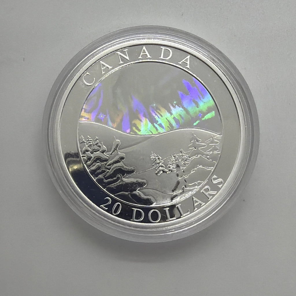 2004 Canada Natural Wonders Aurora Borealis $20 1oz Silver Hologram Coin