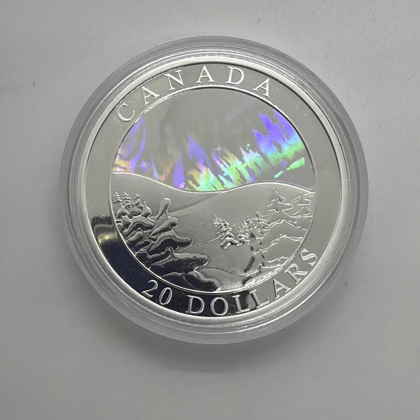 2004 Canada Natural Wonders Aurora Borealis $20 1oz Silver Hologram Coin