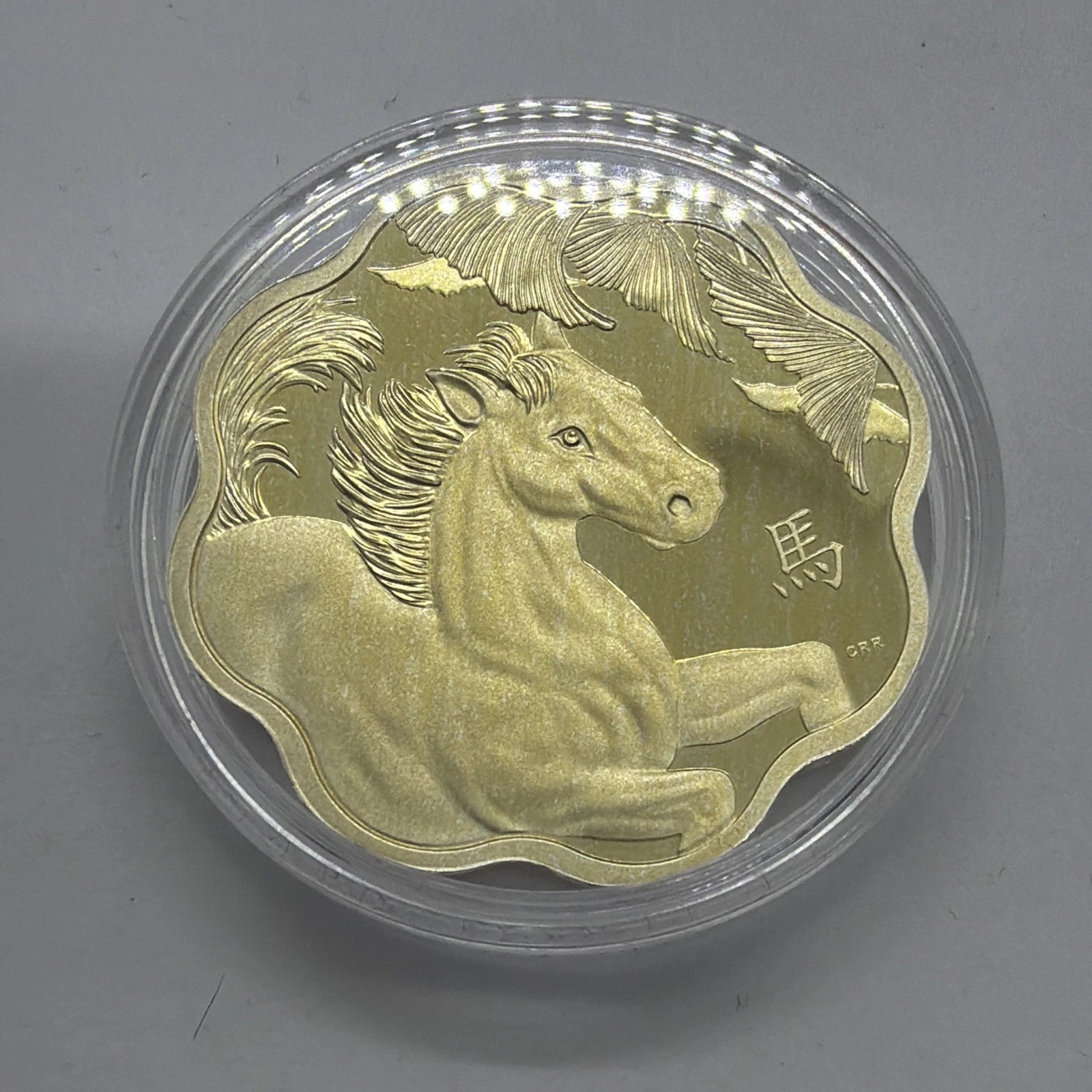 2014 Canada Lunar Lotus Year of Horse Silver & Gold Gilded 15$ Coin 26.7g 9999