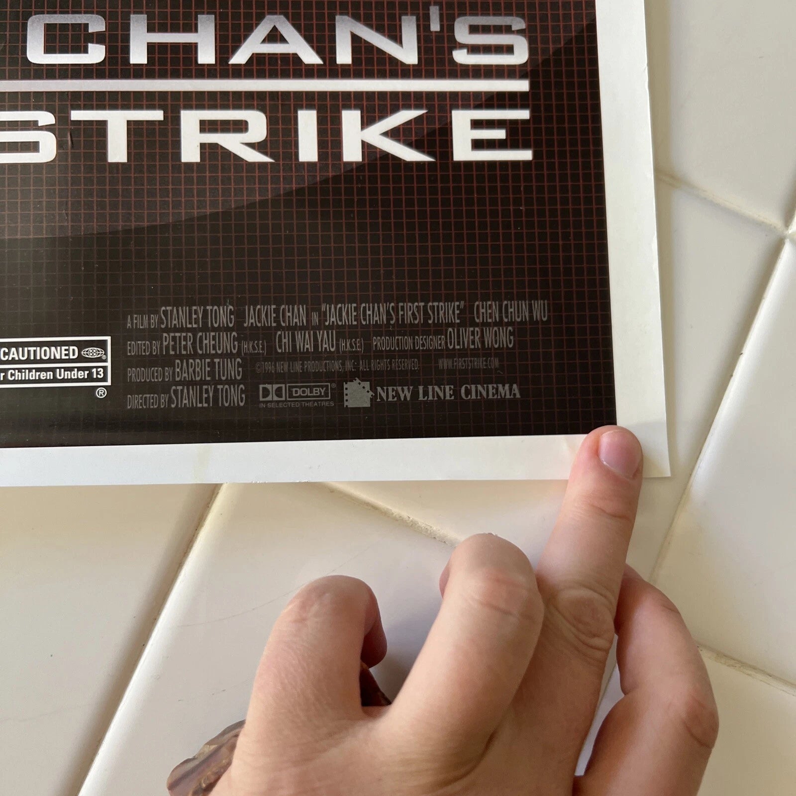 COLLECTABLE VINTAGE JACKIE CHAN'S FIRST STRIKE MOVIE POSTER 20” x 13.5” ORIGINAL