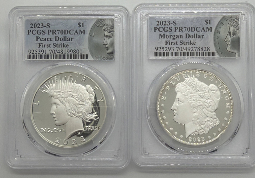 2023-S Proof Silver Morgan & Peace Dollar 2pc Set PCGS PR70 First Strike Set