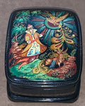 Russian Lacquer Handmade Jewelry Box from Palekh Slavic Folklore of the Firebird