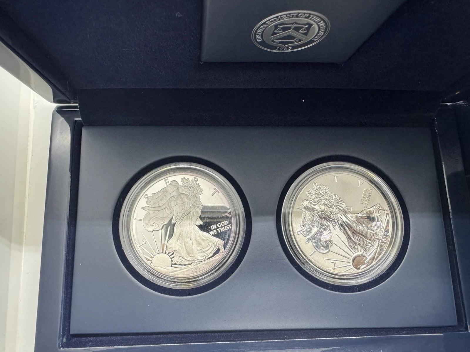 2012 US Mint American Silver Eagle Proof & Reverse Proof 2 Coin Set w/ Box & COA
