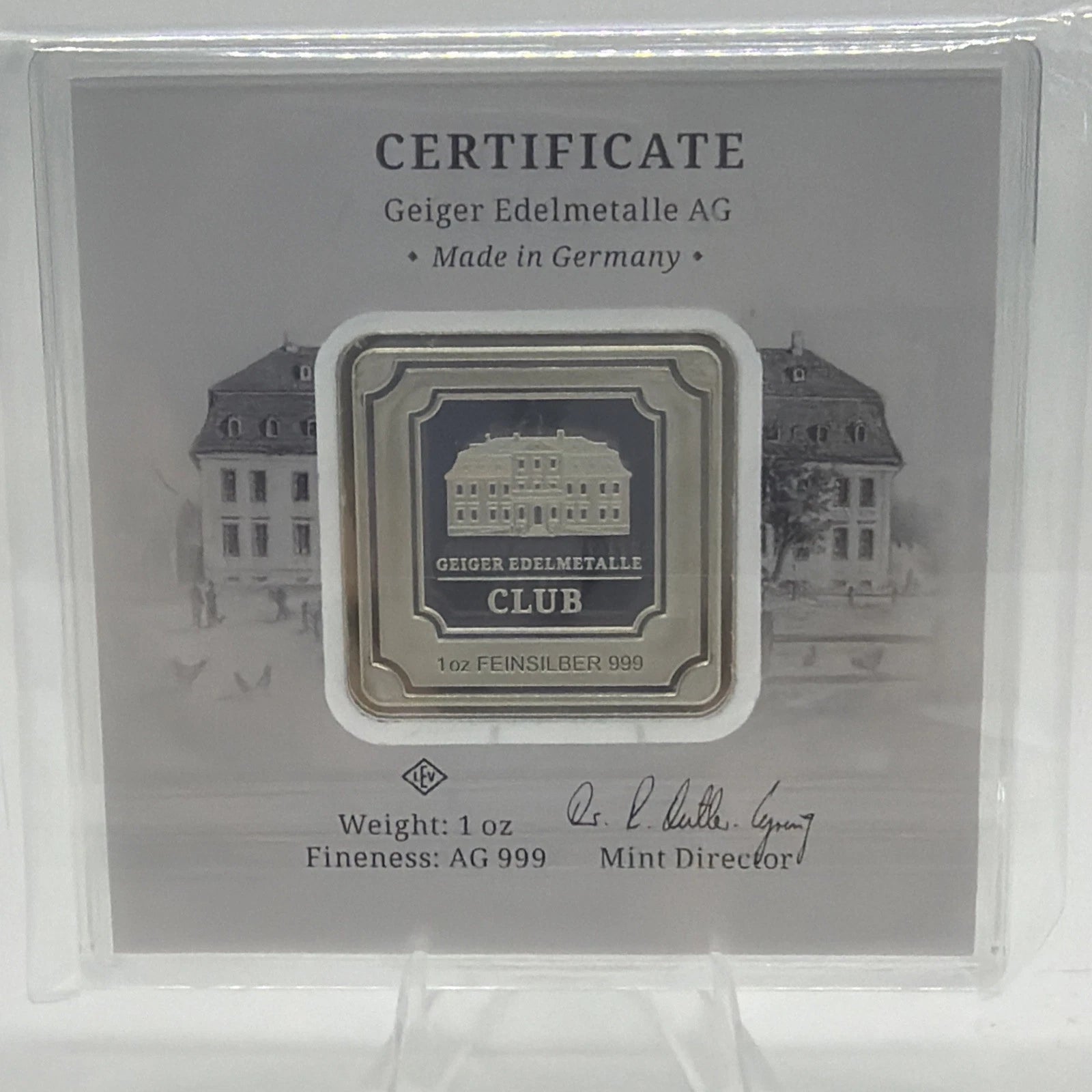 2025 Geiger Club Edelmetalle 1 oz Silver Bar .999 Fine RARE Battle near Leipzig