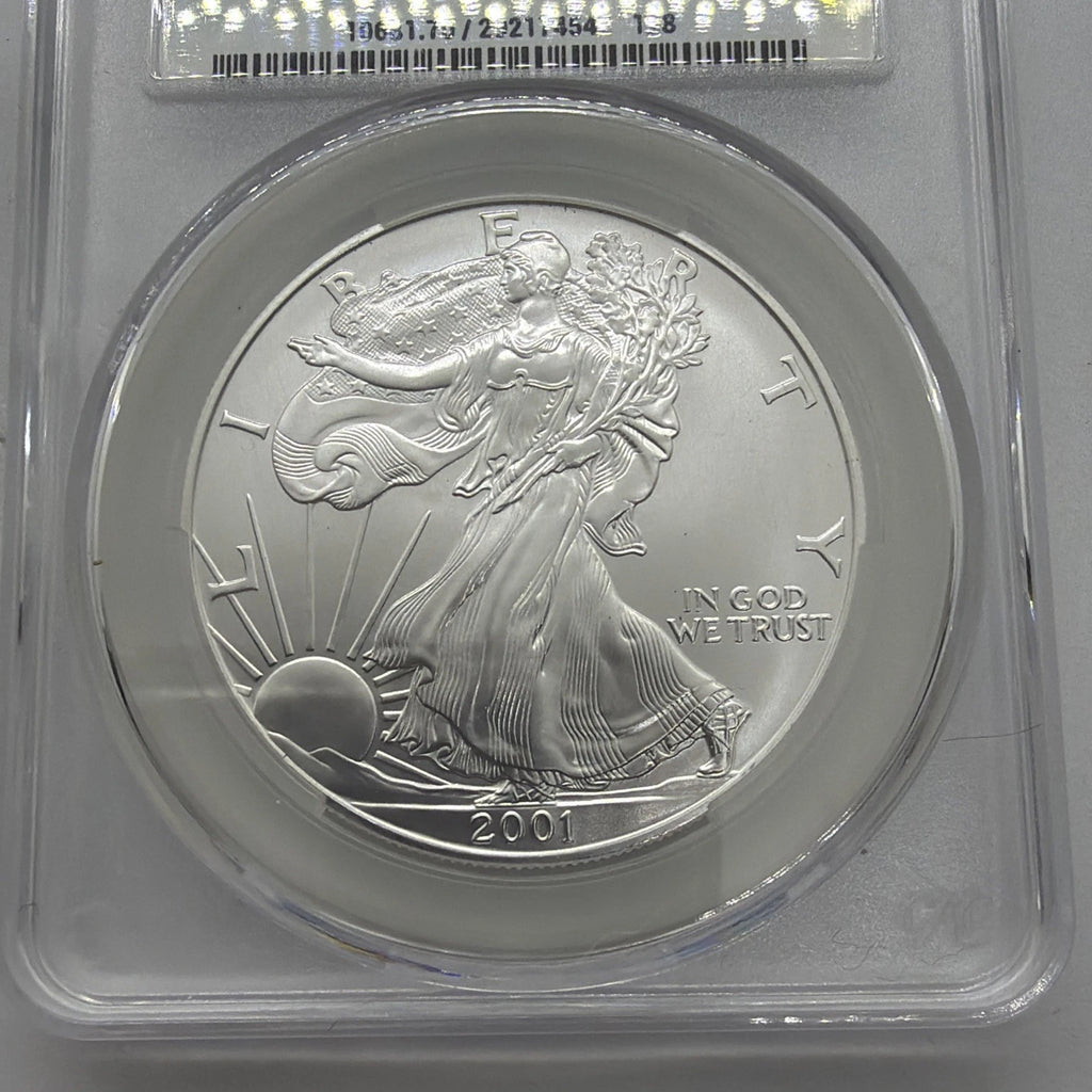 2001 American Silver Eagle CAC MS70 Green Label 1 Oz .999 Fine Silver Coin