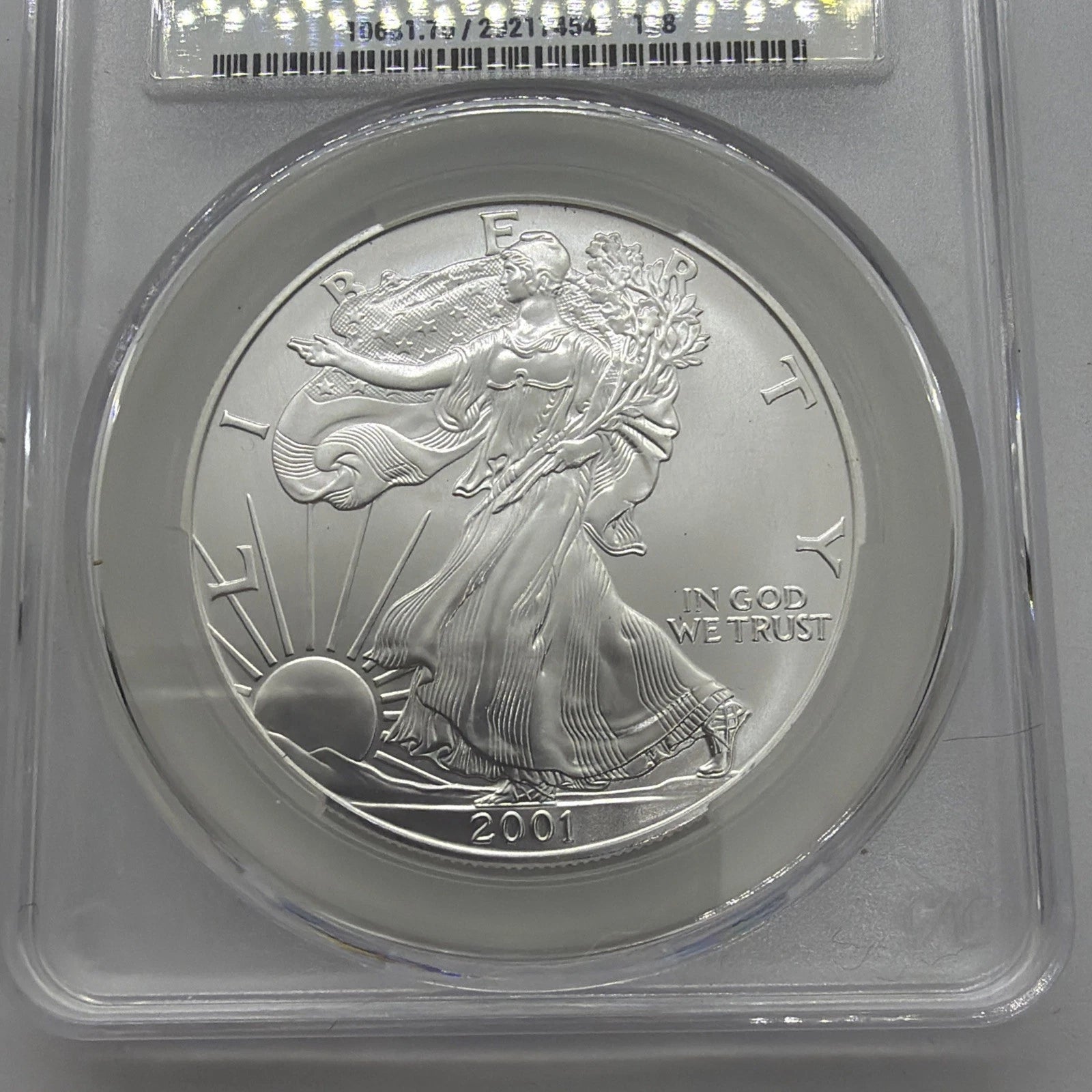 2001 American Silver Eagle CAC MS70 Green Label 1 Oz .999 Fine Silver Coin