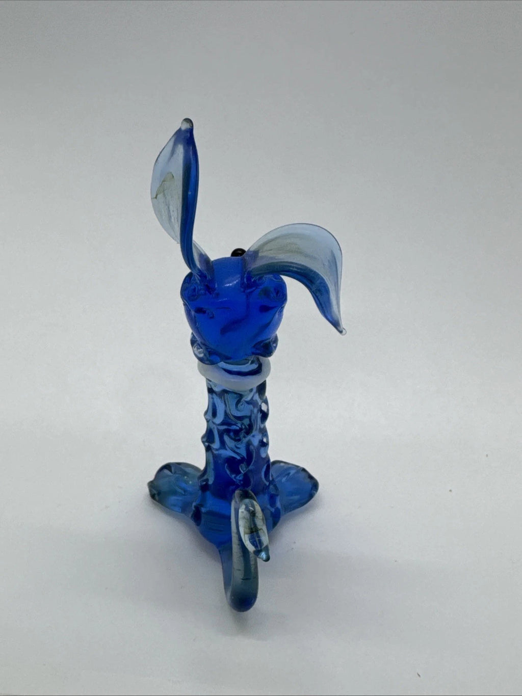 Hand Made Russian Murano glass Vintage, Sitting blue Glass Dog