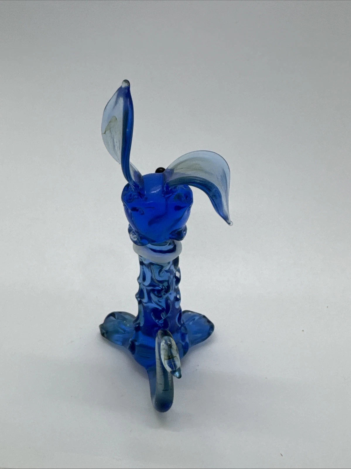 Hand Made Russian Murano glass Vintage, Sitting blue Glass Dog