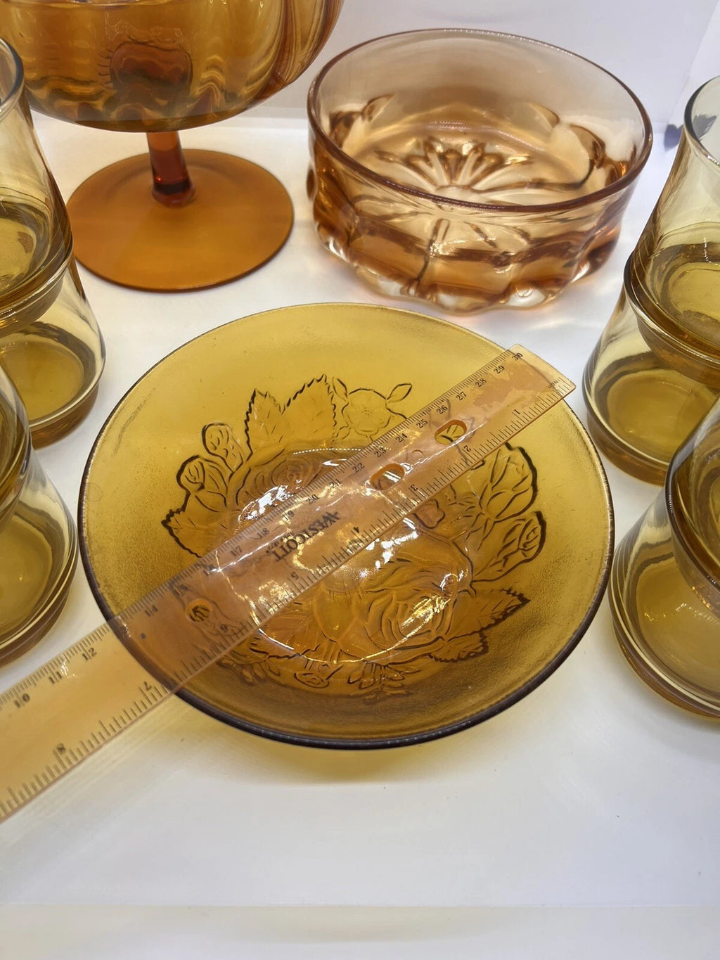 Vintage Candy Dish Glasses Collectable Indiana Amber Glass Bowl Unique Dining