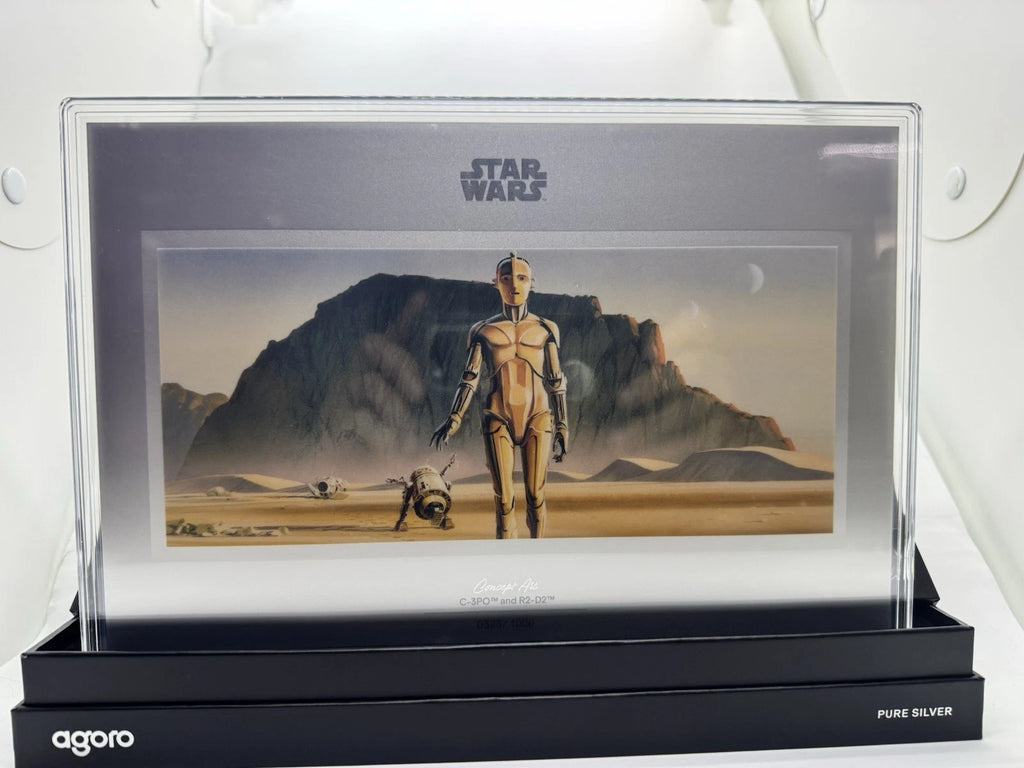 2026 $2 Star Wars Concept Art C-3PO and R2-D2 Foil 1 oz Silver By Agoro