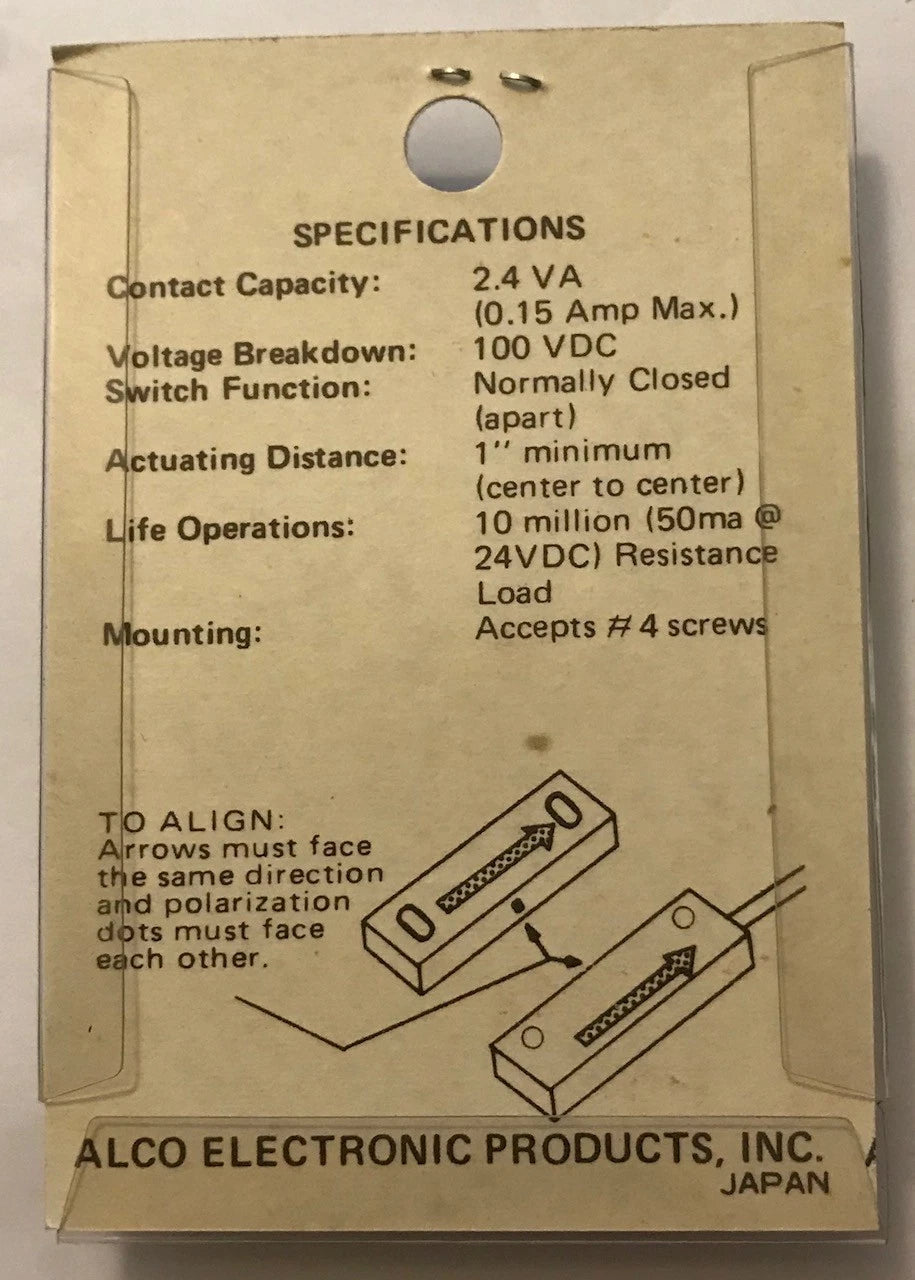 ALCO MAGNET ACTUATED REEDSWITCH RS-11 RM-11 NEW (NOS) Japan