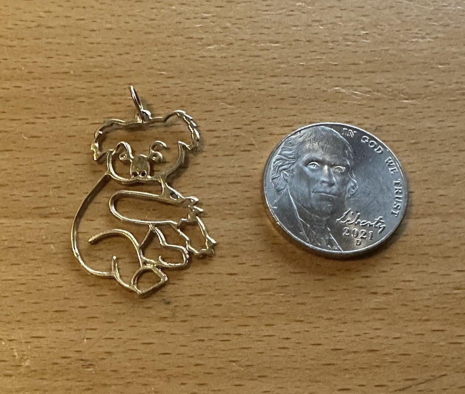 14K Yellow Gold Koala Pendant 1.4 Grams