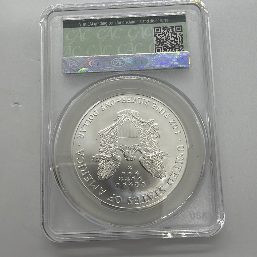 2001 American Silver Eagle CAC MS70 Green Label 1 Oz .999 Fine Silver Coin