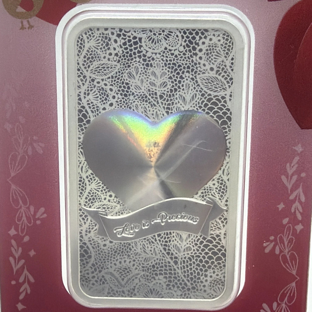 2024 Pamp Love is Precious Heart Holographic 50 Gram Silver Bar In Assay Limited