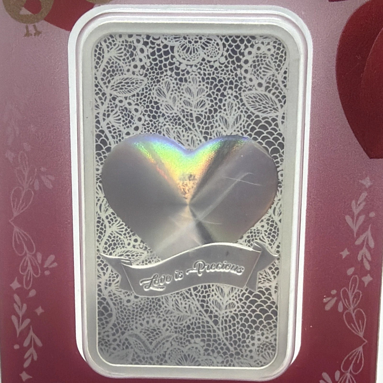 2024 Pamp Love is Precious Heart Holographic 50 Gram Silver Bar In Assay Limited