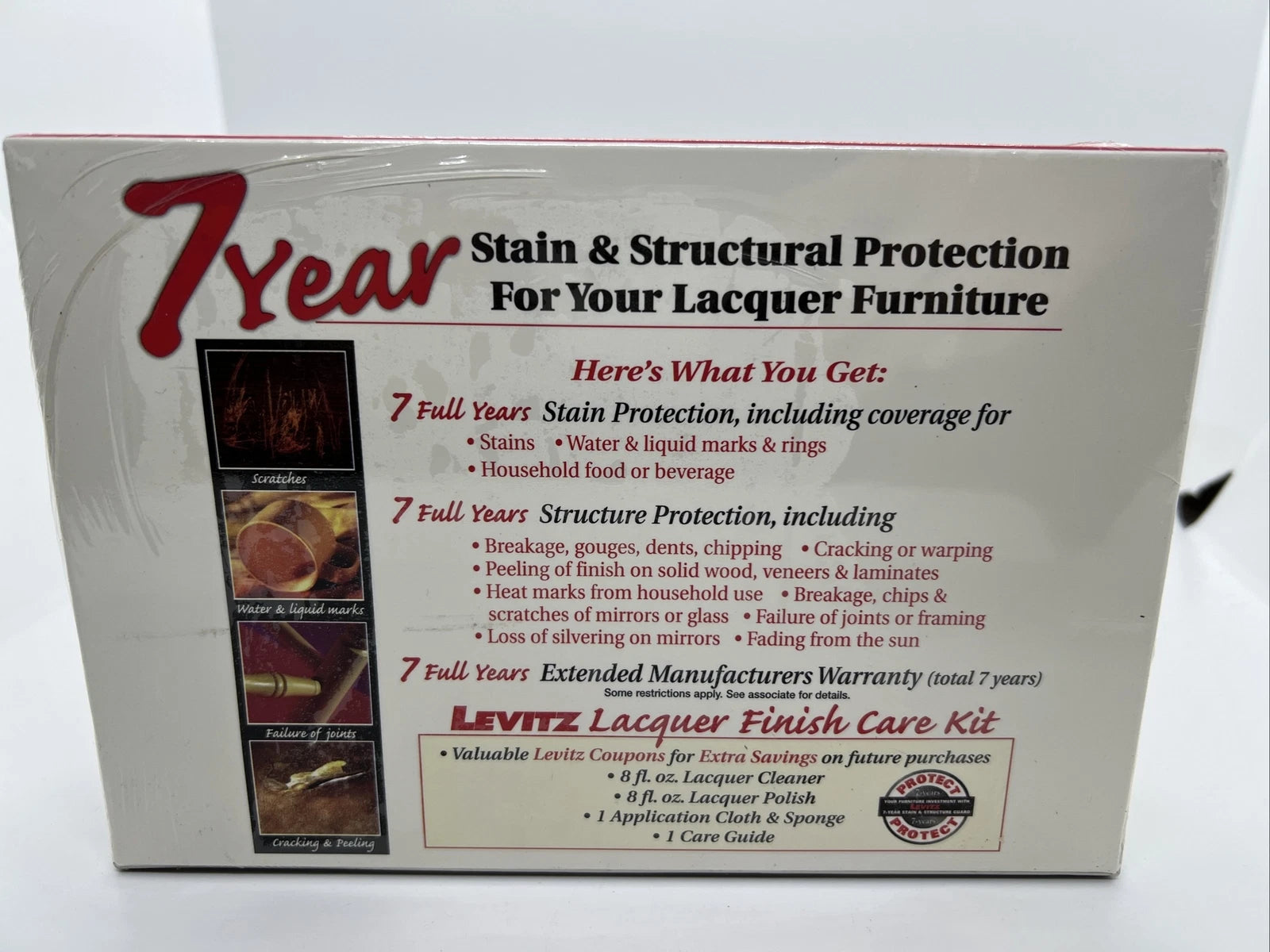 Levitz Lacquer Finish Protection Plan Care Kit Stain Guard 7 Year Protection NEW