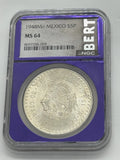 1948 Mo Mexico NGC MS64 Silver 5 Pesos S5P Cinco Pesos Cuauhtemoc BERT