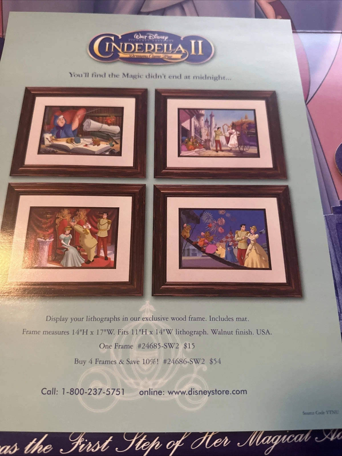 Walt Disney's CINDERELLA Lithographs Portfolio Set Of Four 11x 14” Prints 2005