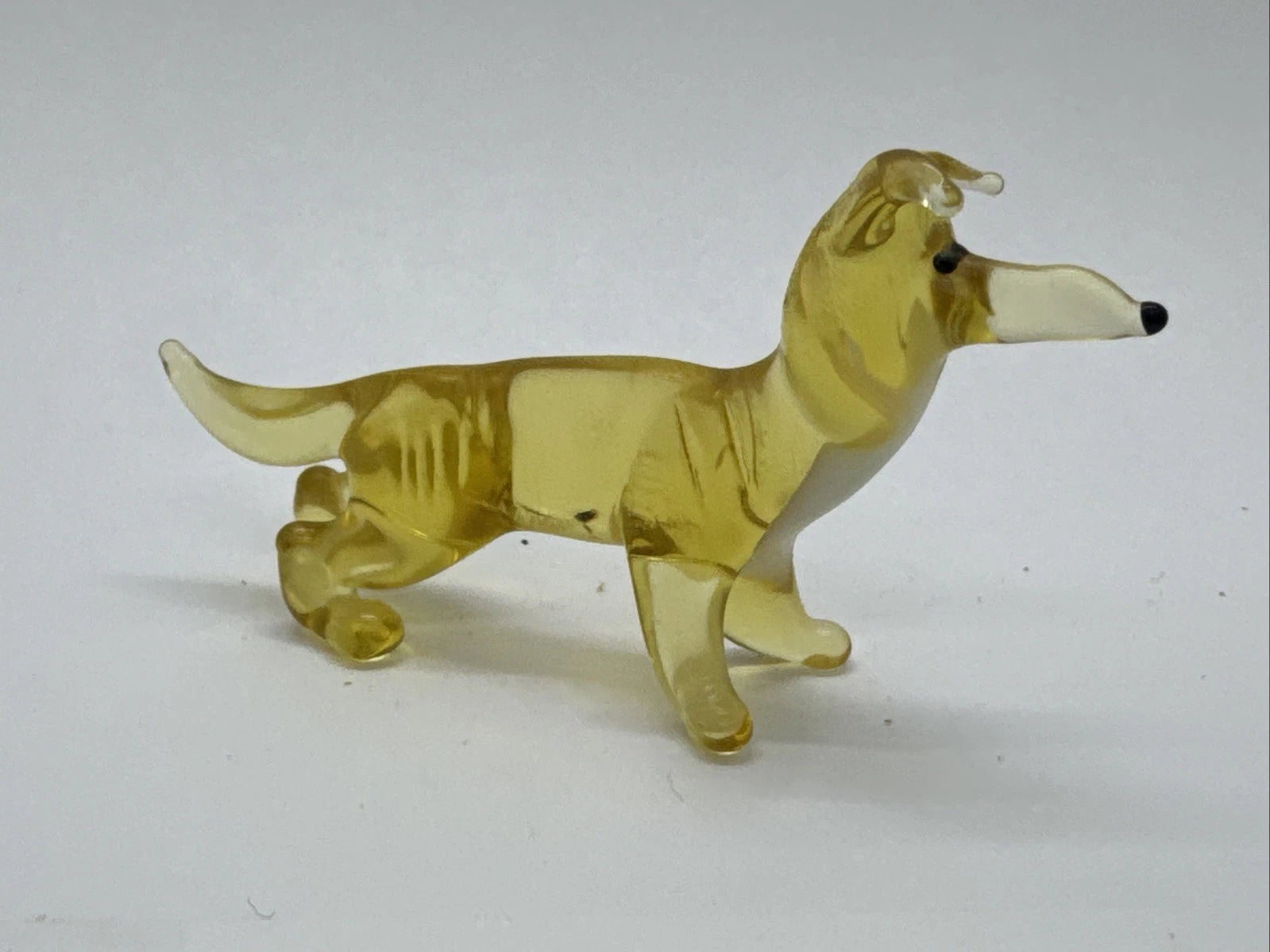 Hand Made Russian Murano glass Vintage Yellow Retriever Dog