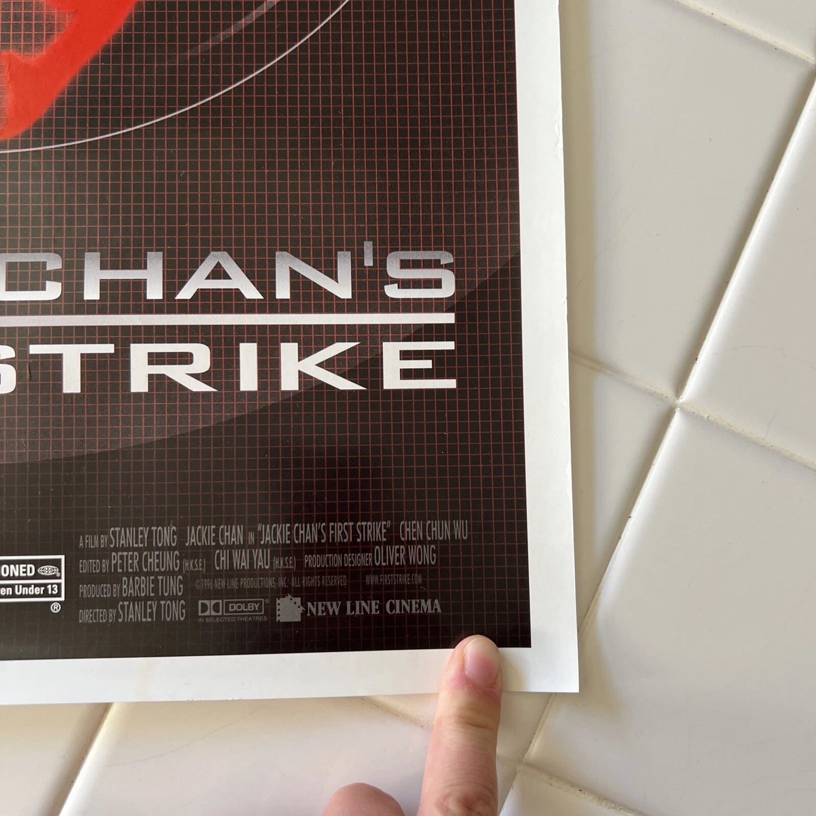 COLLECTABLE VINTAGE JACKIE CHAN'S FIRST STRIKE MOVIE POSTER 20” x 13.5” ORIGINAL