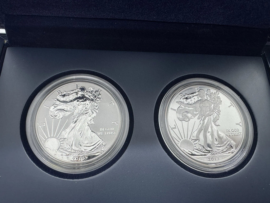 2013 US Mint American Silver Eagle Proof & Reverse Proof 2 Coin Set w/ Box & COA