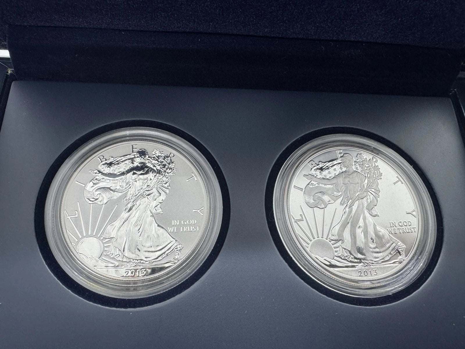 2013 US Mint American Silver Eagle Proof & Reverse Proof 2 Coin Set w/ Box & COA