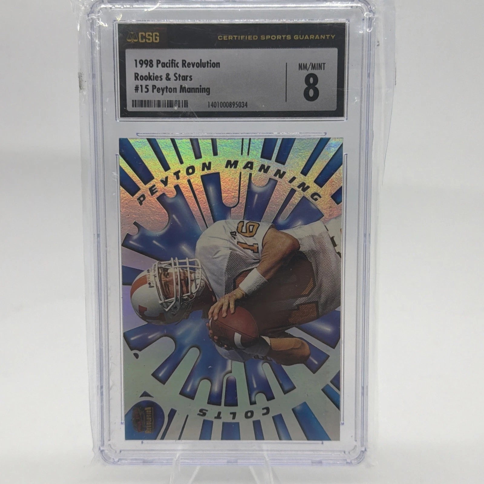 1998 Pacific Revolution #15 Peyton Manning Rookies & Stars RC CSG 8 Colts