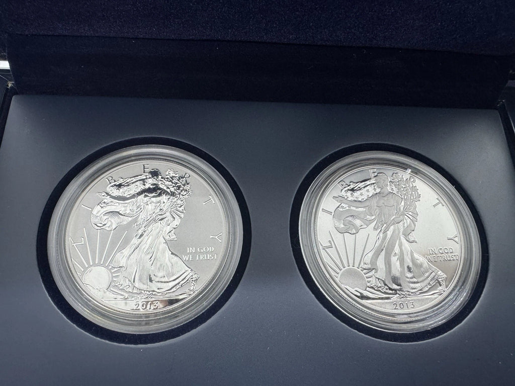 2013 US Mint American Silver Eagle Proof & Reverse Proof 2 Coin Set w/ Box & COA