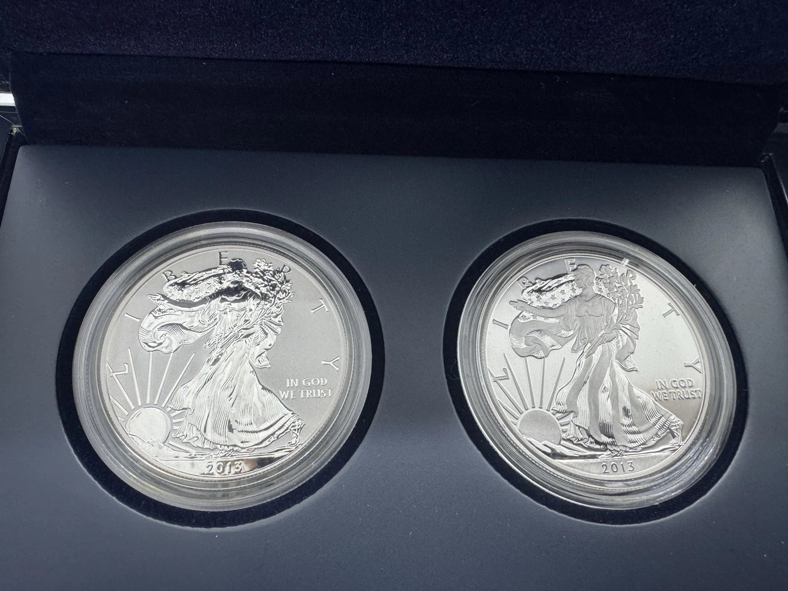2013 US Mint American Silver Eagle Proof & Reverse Proof 2 Coin Set w/ Box & COA