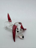 Hand Made Russian Murano glass Vintage Clear & Red Ears Dog