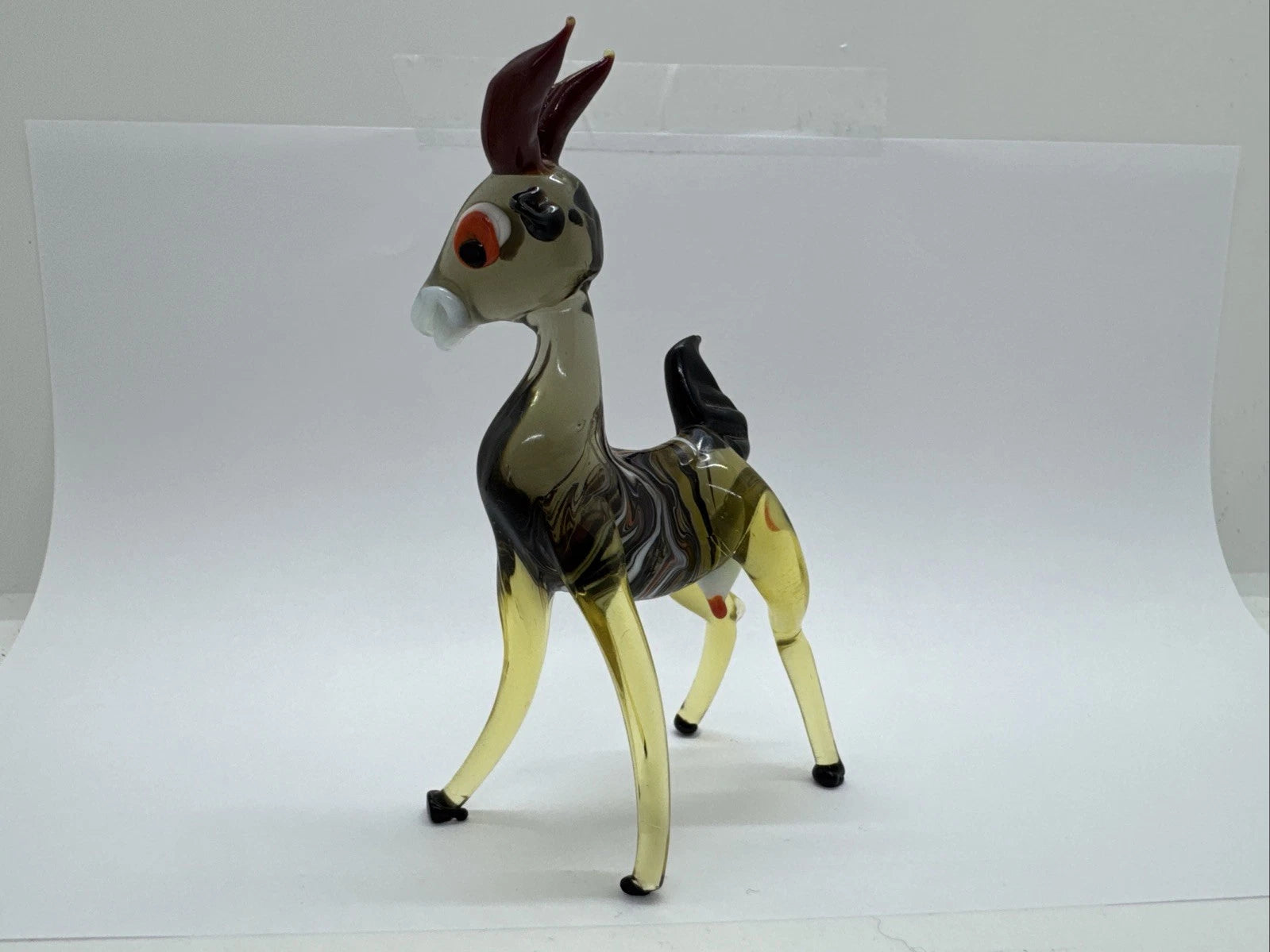 Hand Made Russian Murano glass Vintage Girl Goat Figurine