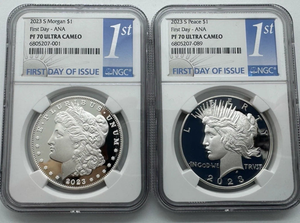 2023-S Proof Silver Morgan & Peace Dollar 2pc Set PCGS PR70 First Strike