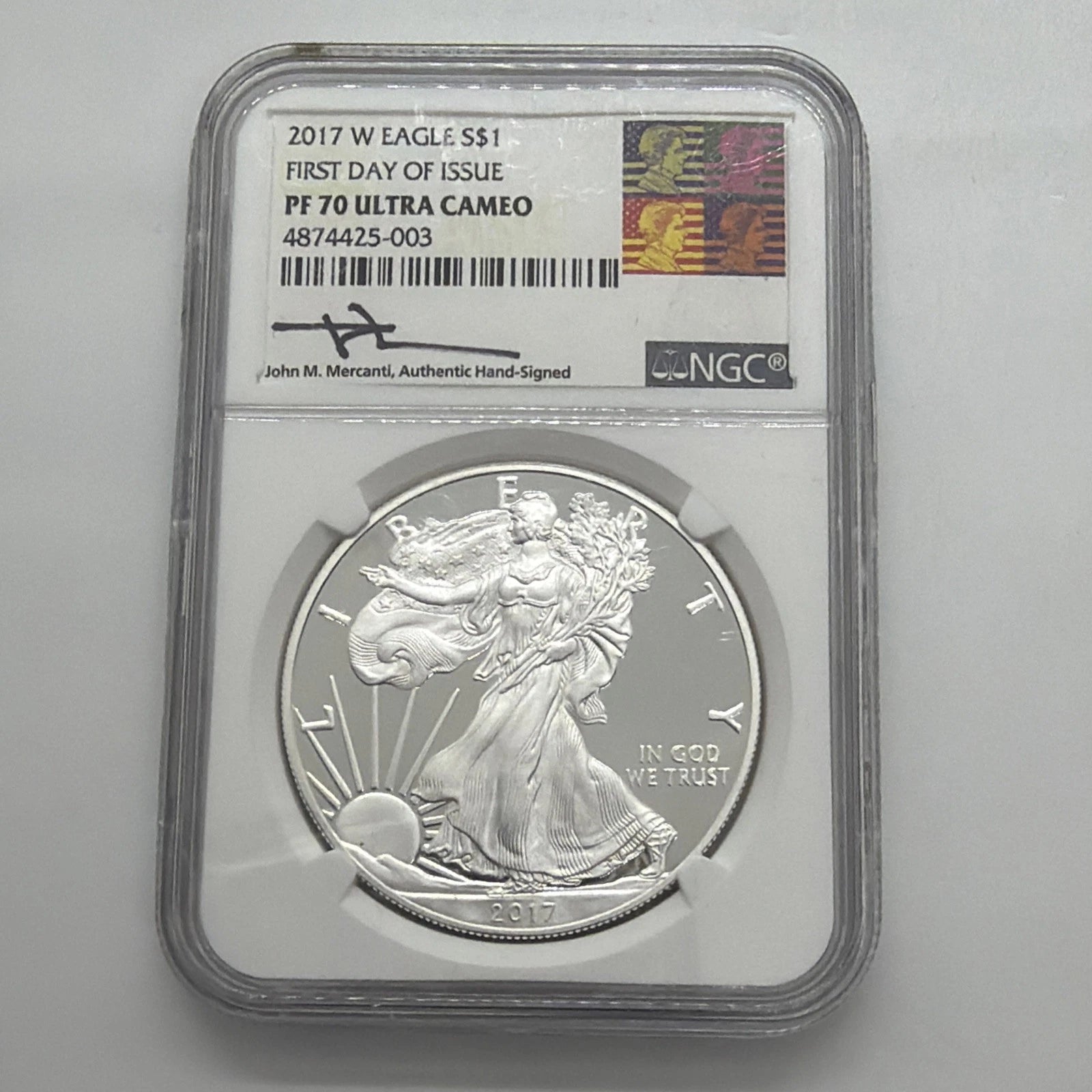 2017-W $1 Proof American Silver Eagle NGC PF70 Ultra Cameo FD Signature .999