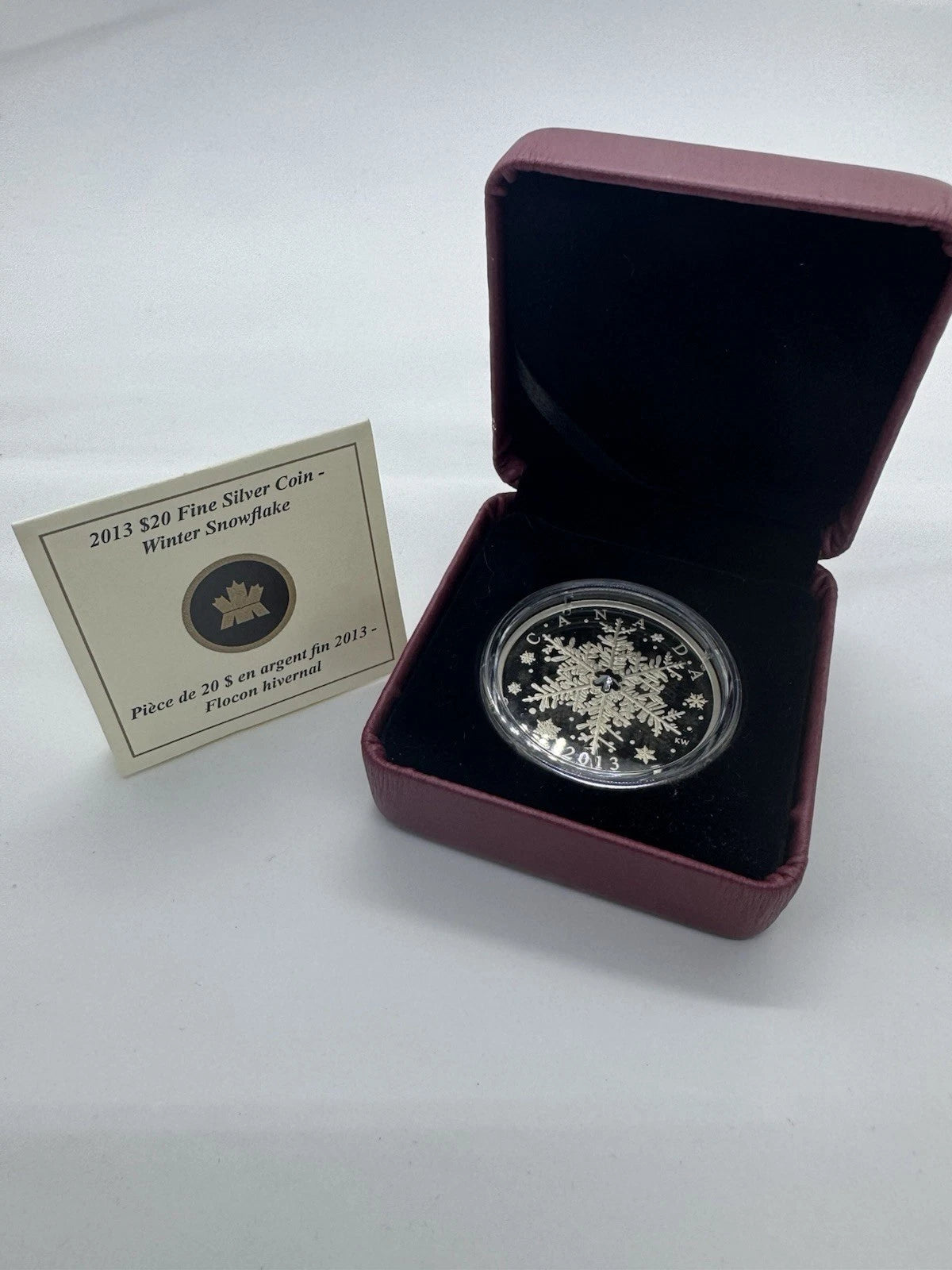Canada 2013 Winter Snowflake 1 oz. Pure Silver $20 Proof Coin, Swarovski Crystal