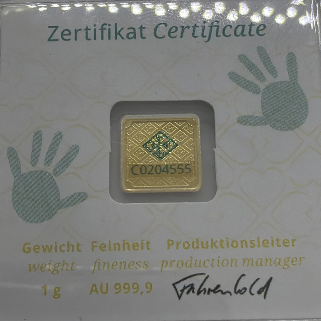 Geiger Edelmetalle 1g 24k 999.9 Gold Birth Theme In ASSAY Great Baby Shower Gift