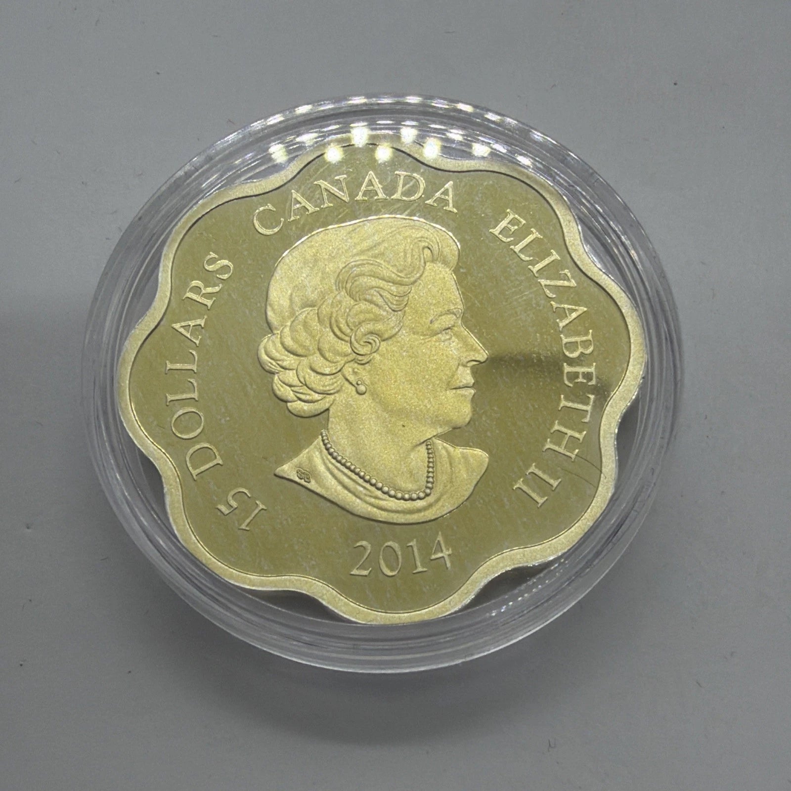 2014 Canada Lunar Lotus Year of Horse Silver & Gold Gilded 15$ Coin 26.7g 9999