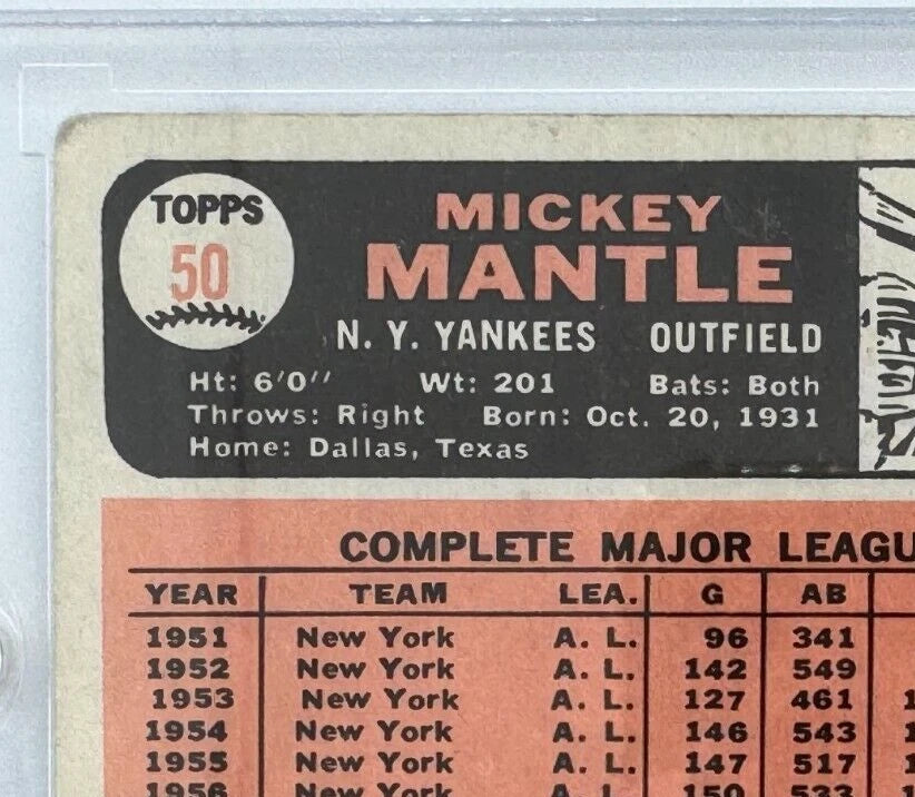 1966 TOPPS #50 MICKEY MANTLE YANKEES Baseball Card