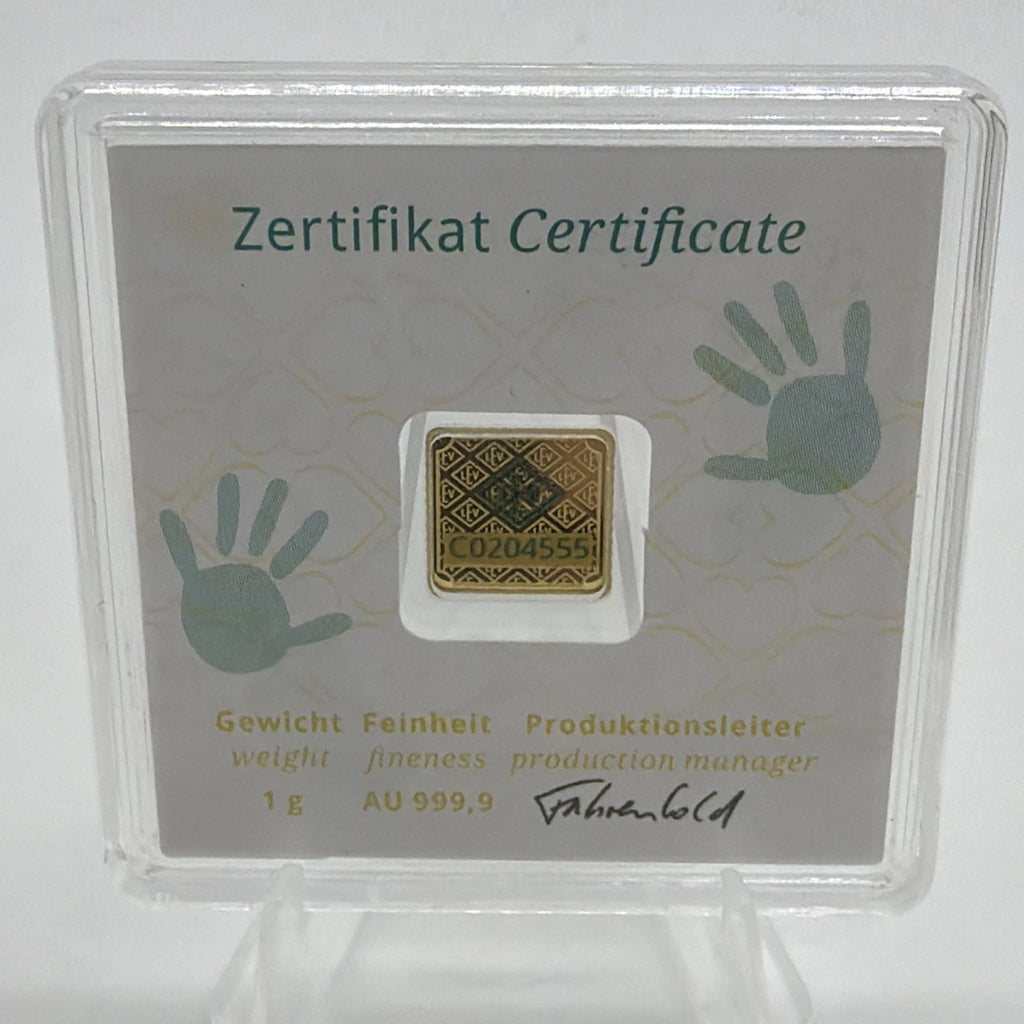 Geiger Edelmetalle 1g 24k 999.9 Gold Birth Theme In ASSAY Great Baby Shower Gift
