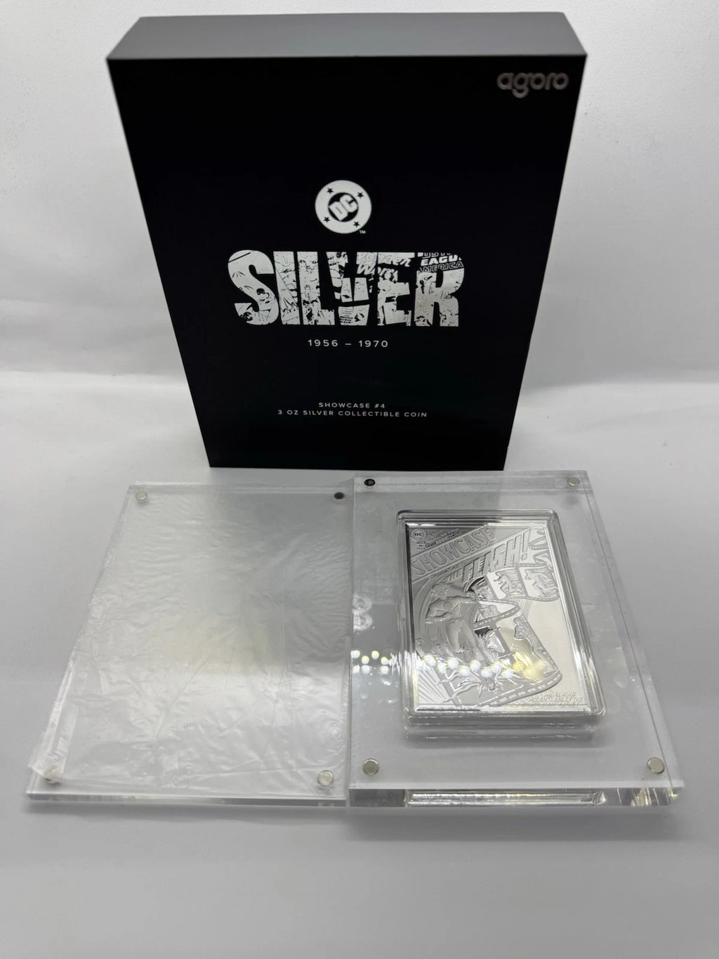 Agoro Silver DC Showcase 3oz Silver Flash