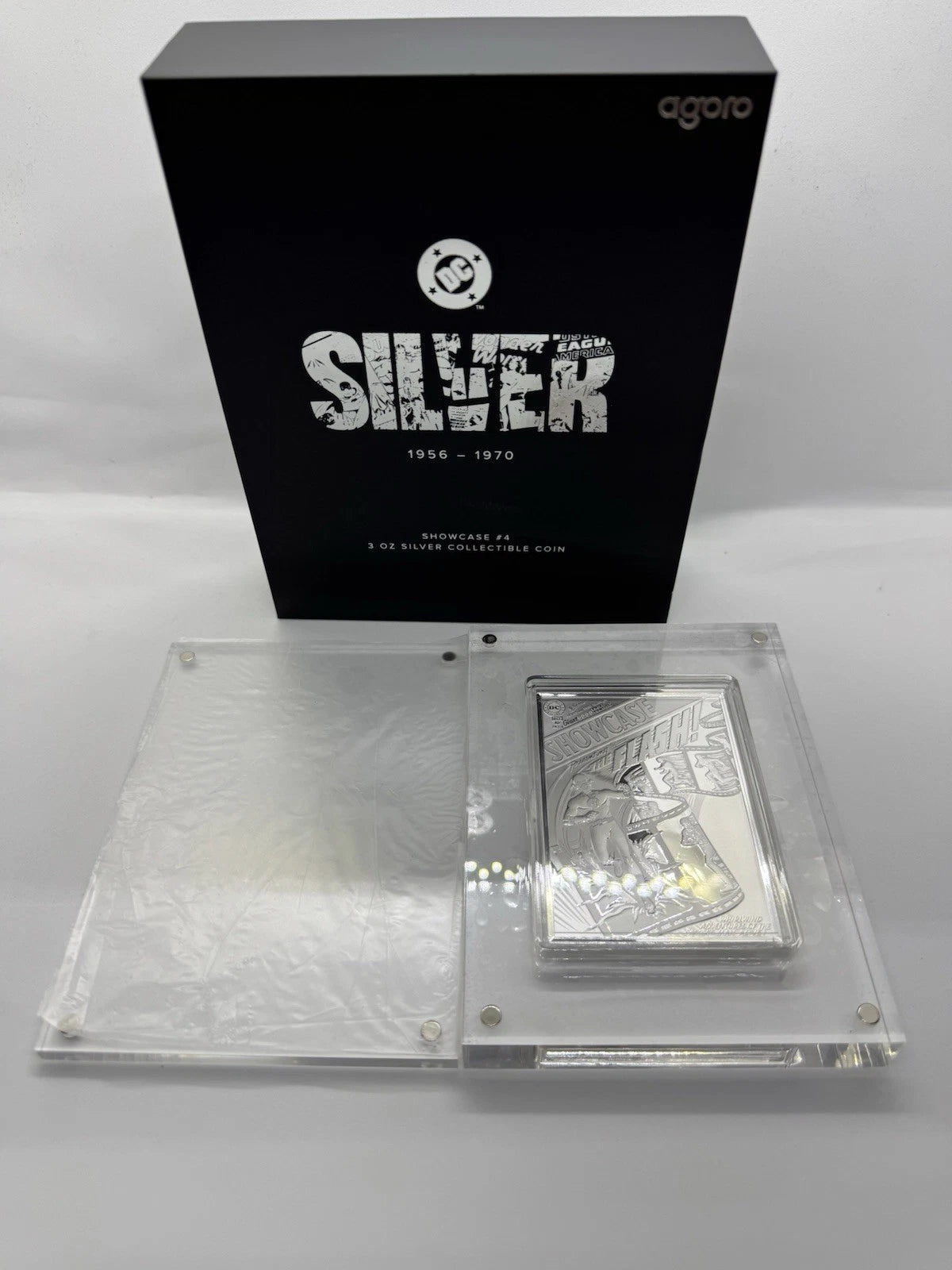 Agoro Silver DC Showcase 3oz Silver Flash